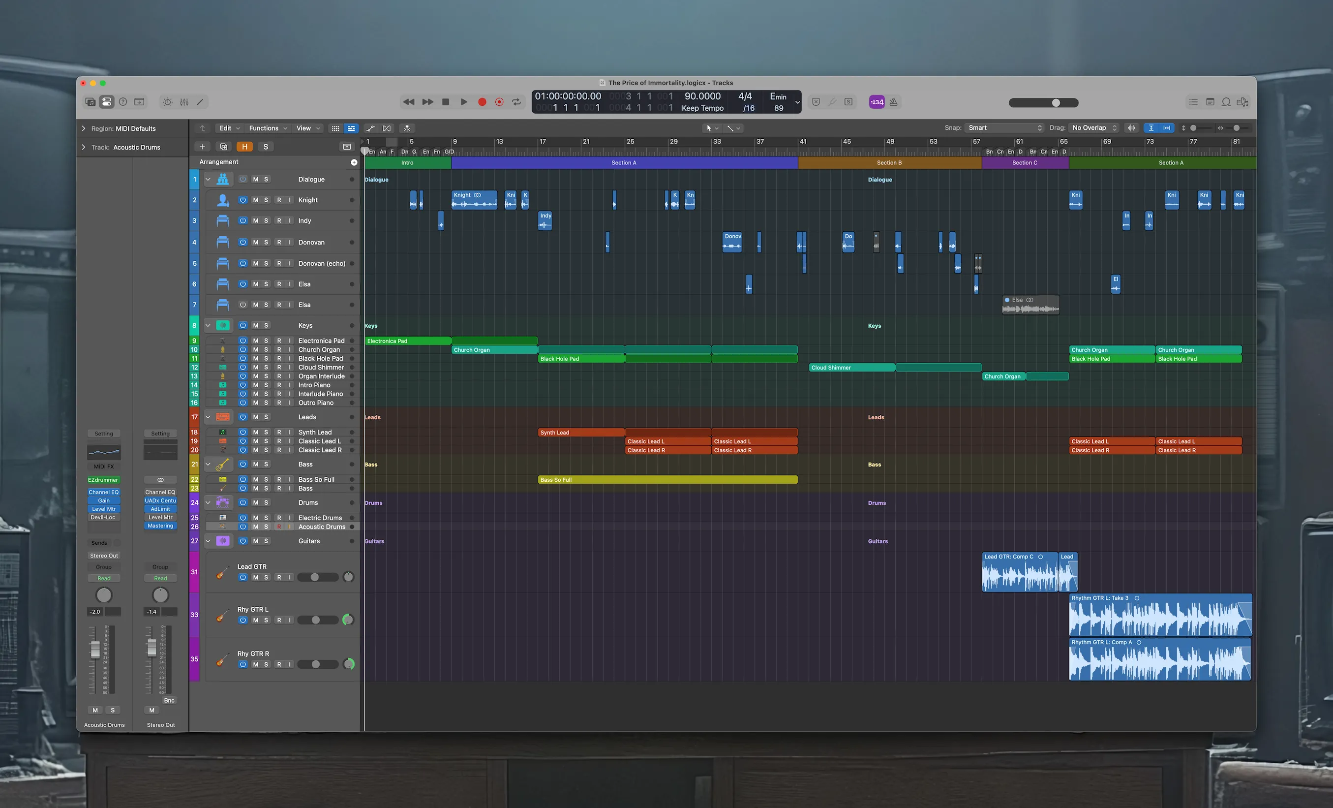 Screenshot of a Logic Pro project